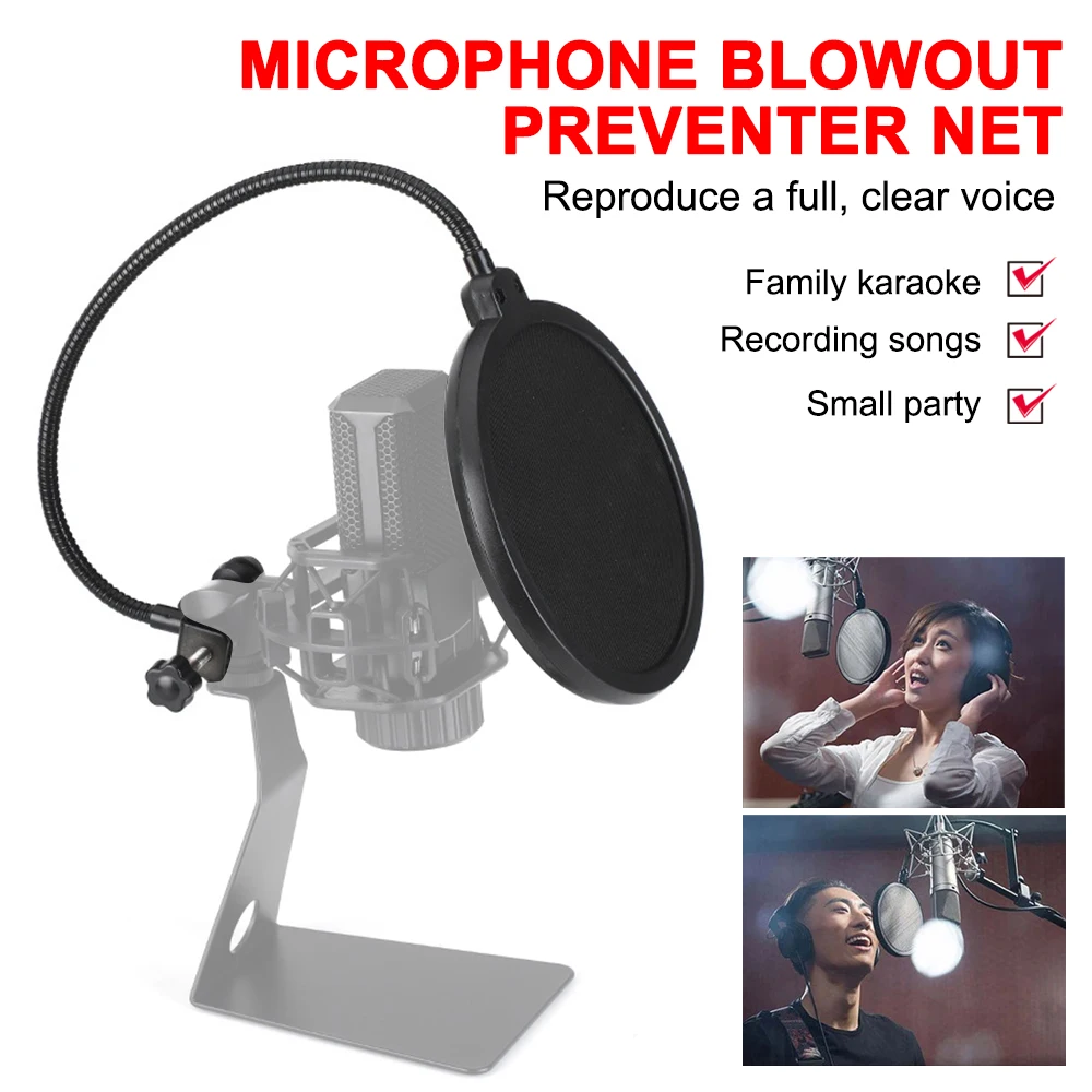 Microphone accessories Metal pop filter universal microphone windshield for studio recording condenser microphone