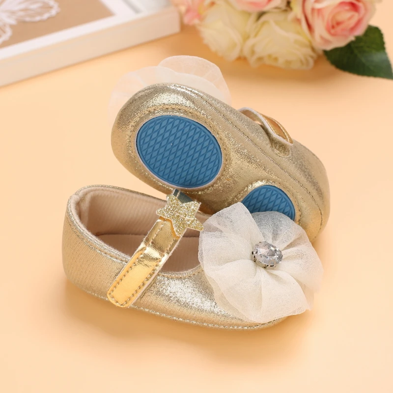 0-18M Nette Frühling Neugeborenen Goldene Baby Schuhe Nicht Slip Tuch Unten Mädchen Schuhe Elegante Atmungs Casual Baby erste Wanderschuhe