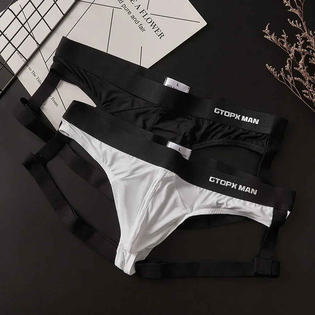 Mens Ice Silk T-shaped Suspender Strap U Convex Thin Backless Jockstrap Comfortable Underwear Briefs Underpants Male Thong