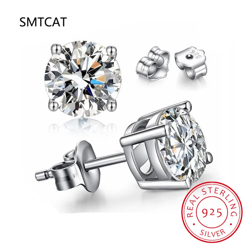 D Color Brilliant Round Cut Lab Moissanite Diamond Stud Earrings for Women 925 Sterling Silver Gold Plated Wedding Jewelry