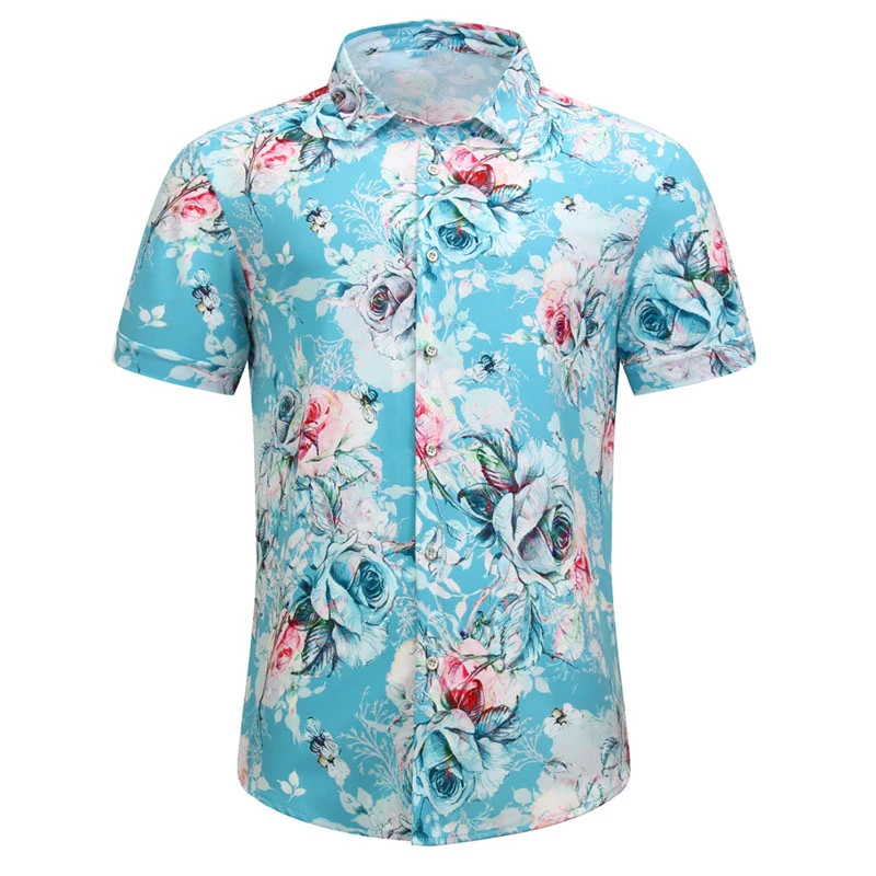 

Men's shirt 2024 new style printed lapel short-sleeved Hawaiian vacation summer casual breathable street outdoor work daily