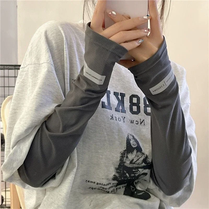 Summer Sunscreen Ice Sleeves Unisex Fashion Reflective Logo Outdoor Sun Protection Elastic Driving Gloves Arm Sleeves