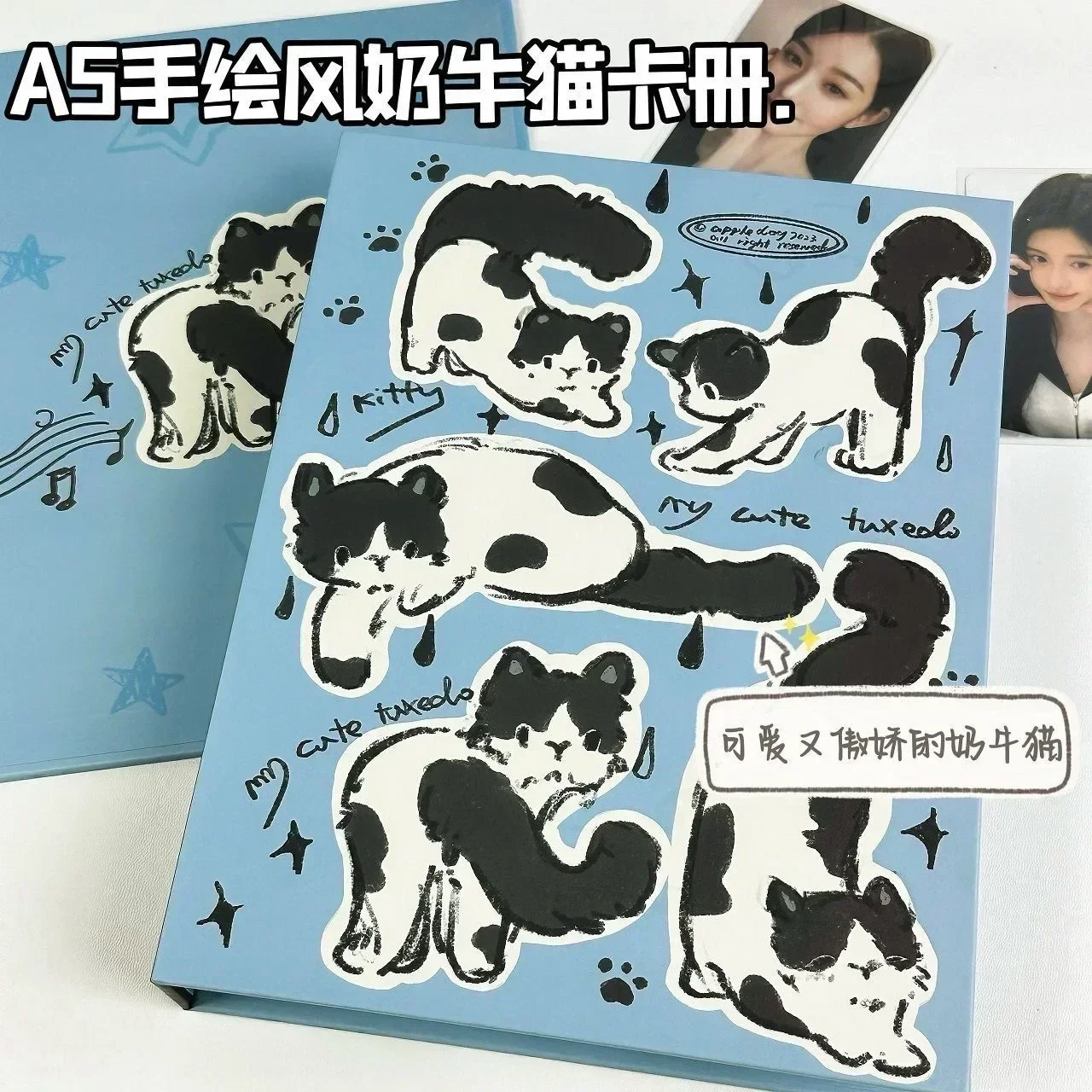 A5 Kpop Idol Photo Album Kawaii Blue Cat Photocard Holder Photo Card Binder Collect Book Album for Photographs 콜북 Фотоальбом