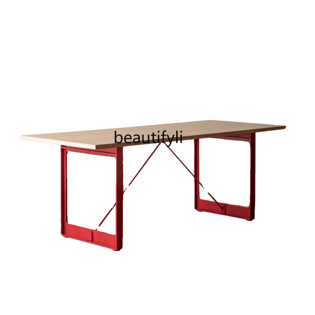 

Red Baking Varnish Dining Table Italian Minimalist Dining Table Industrial Style Dining Table