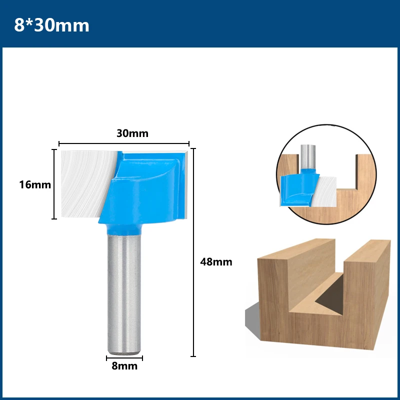 XCAN 8x30mm Cleaning Bottom Router Bits Carbide Cutters for Woodworking Surface Planing Wood Router Milling Cutter