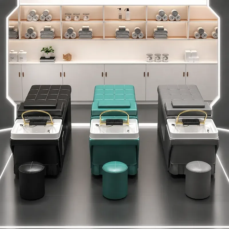 Massage Shampoo Bed with Steam and Water Circulation for Hair Treatment Ear Care Fumigation in Barber Shop Beauty