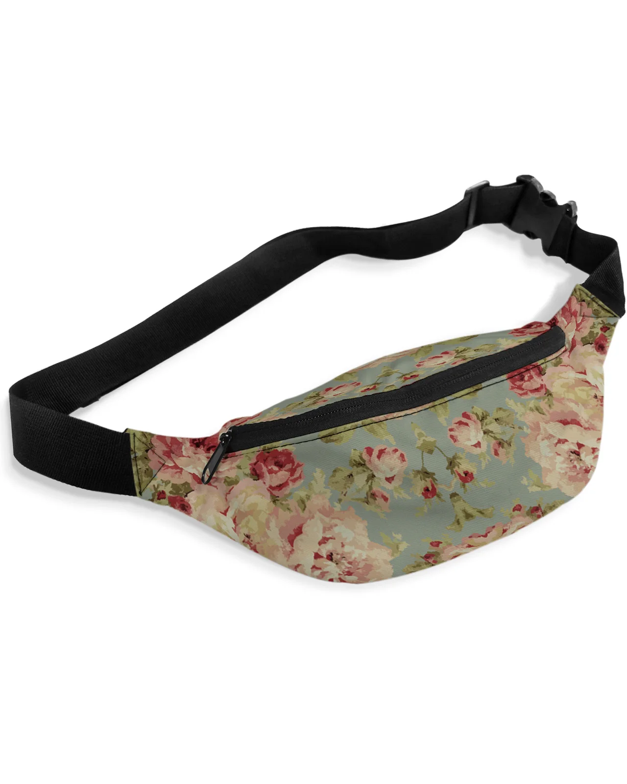 Peony Flower Vintage Farmhouse Men Women Waist Bag Fanny Pack Purse Large Phone Belt Bag Wallet Pouch Waterproof Banana Hip Bags