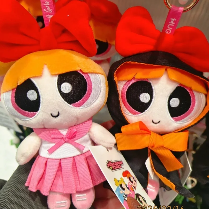 The Powerpuff Girls College Style Plush Doll Buttercup Bubbles Blossom Plush Pendent Keychain Schoolbag Decor Kids Birthday Gift