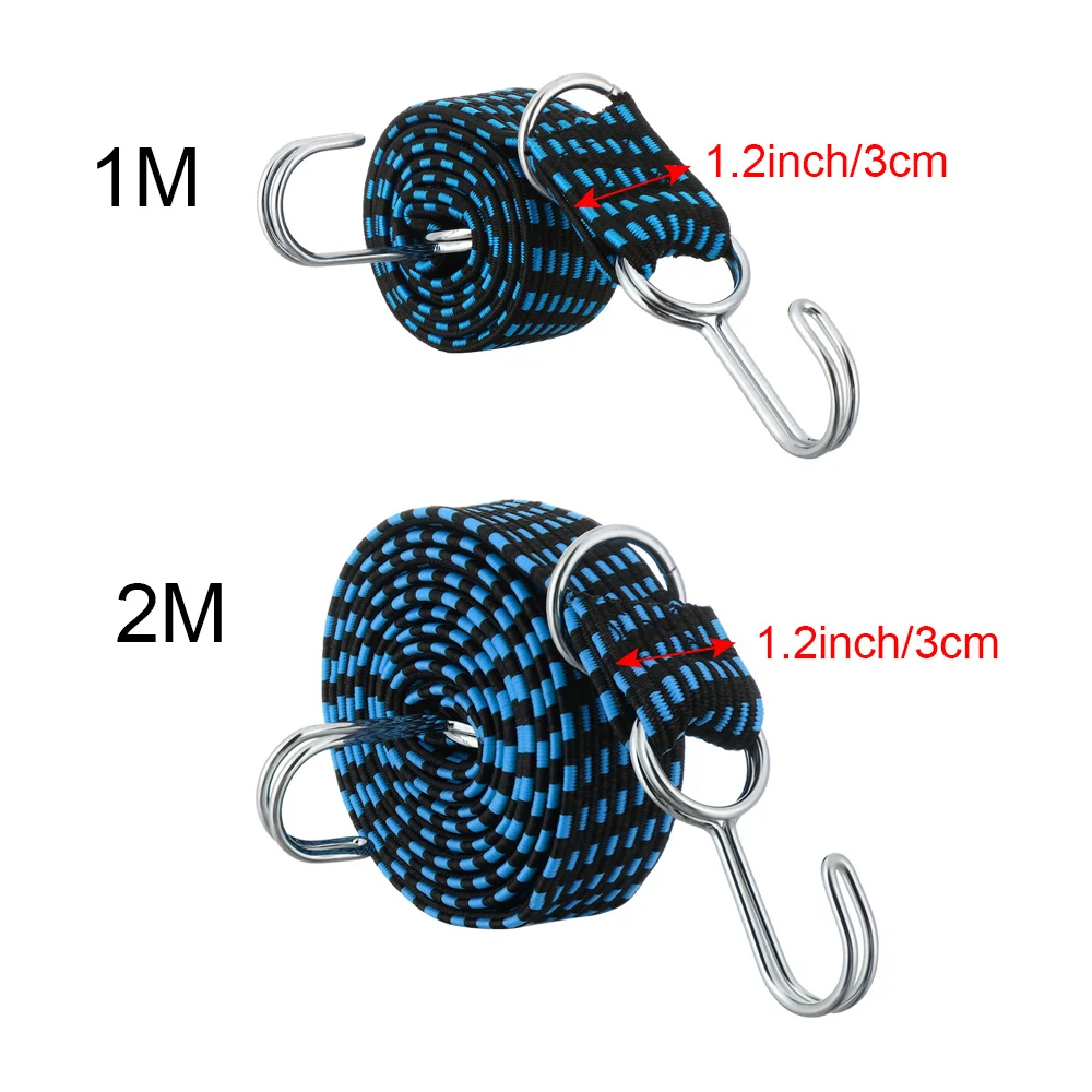 1M/2M Luggage Rope Elastics Rubber Cord Hooks Luggage Roof Rack Fixed Band Bicycle Strap Bikes Ropes Tie Motorcycle Accessories