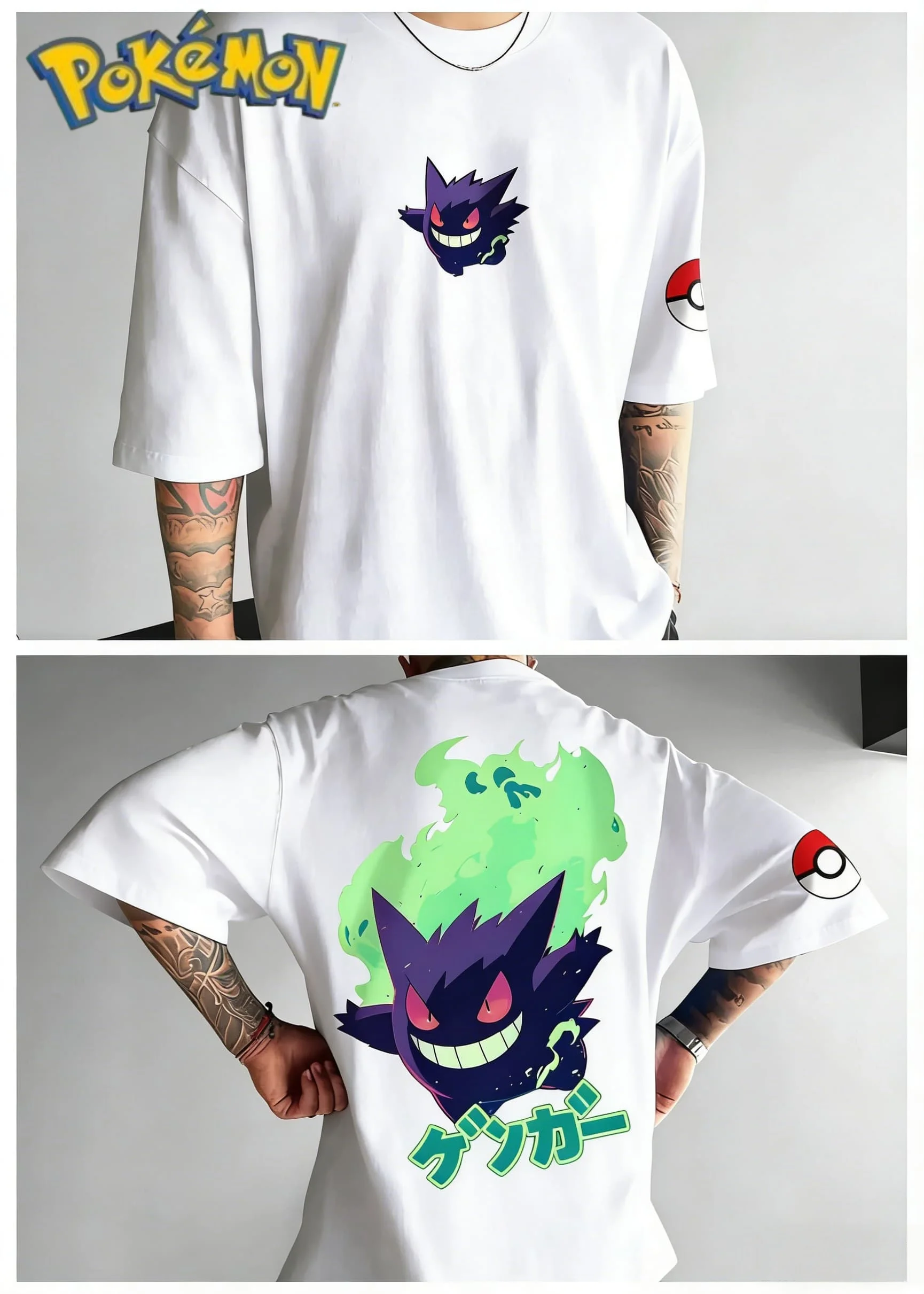 

2026 Fashion Casual Summer Pokémon Anime Cotton Printed T-shirt Men Unisex Versatile Short-sleeved Parent-child Breathable Top
