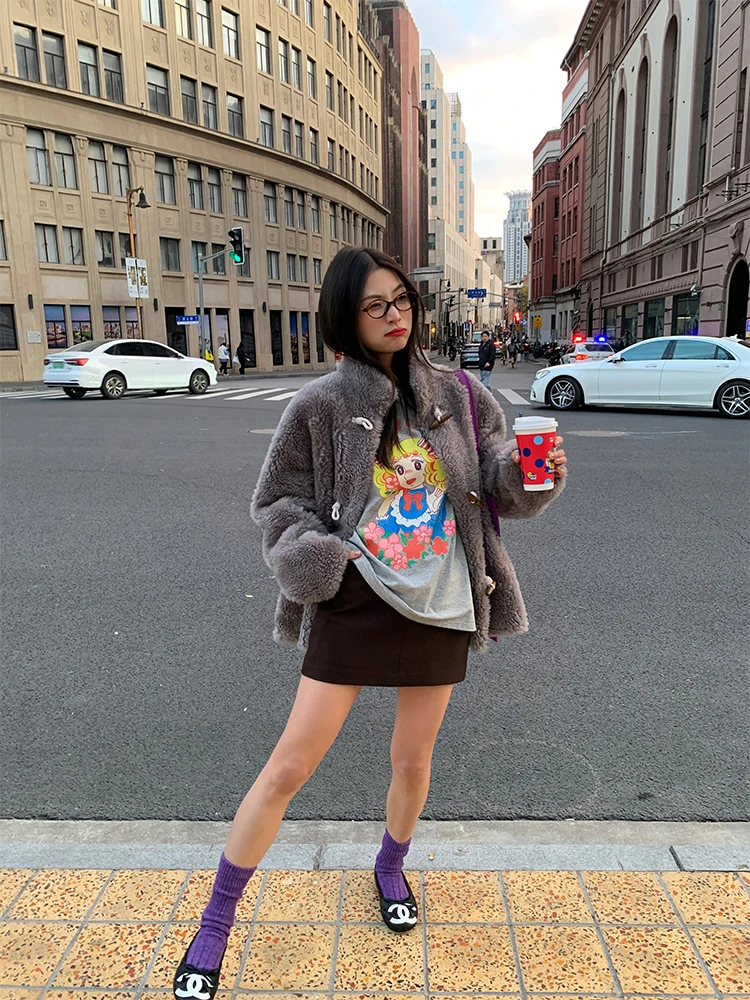 Zimowa Spódnica w Stylu Faion z Koronkowym Wykończeniem, Krój A-Line, Damska, Koreańska, Zapinana na Zamek, z Portfelem, Wyściełana, Poliestrowa, Biznesowa Spódnica