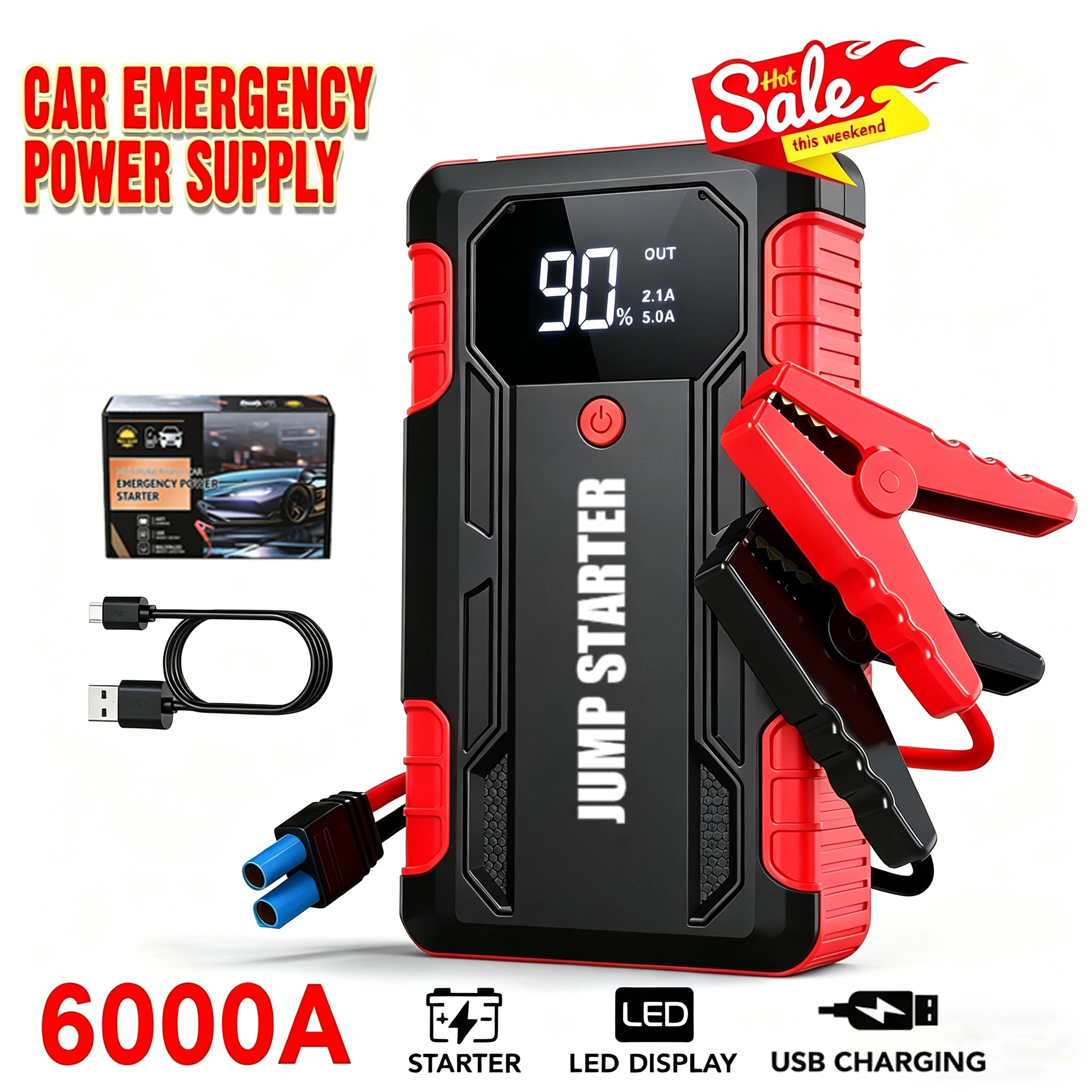 Portable Auto Jump Starter Power Bank Starting Device For 12V Emergency Car Battery Booster Starter Charger