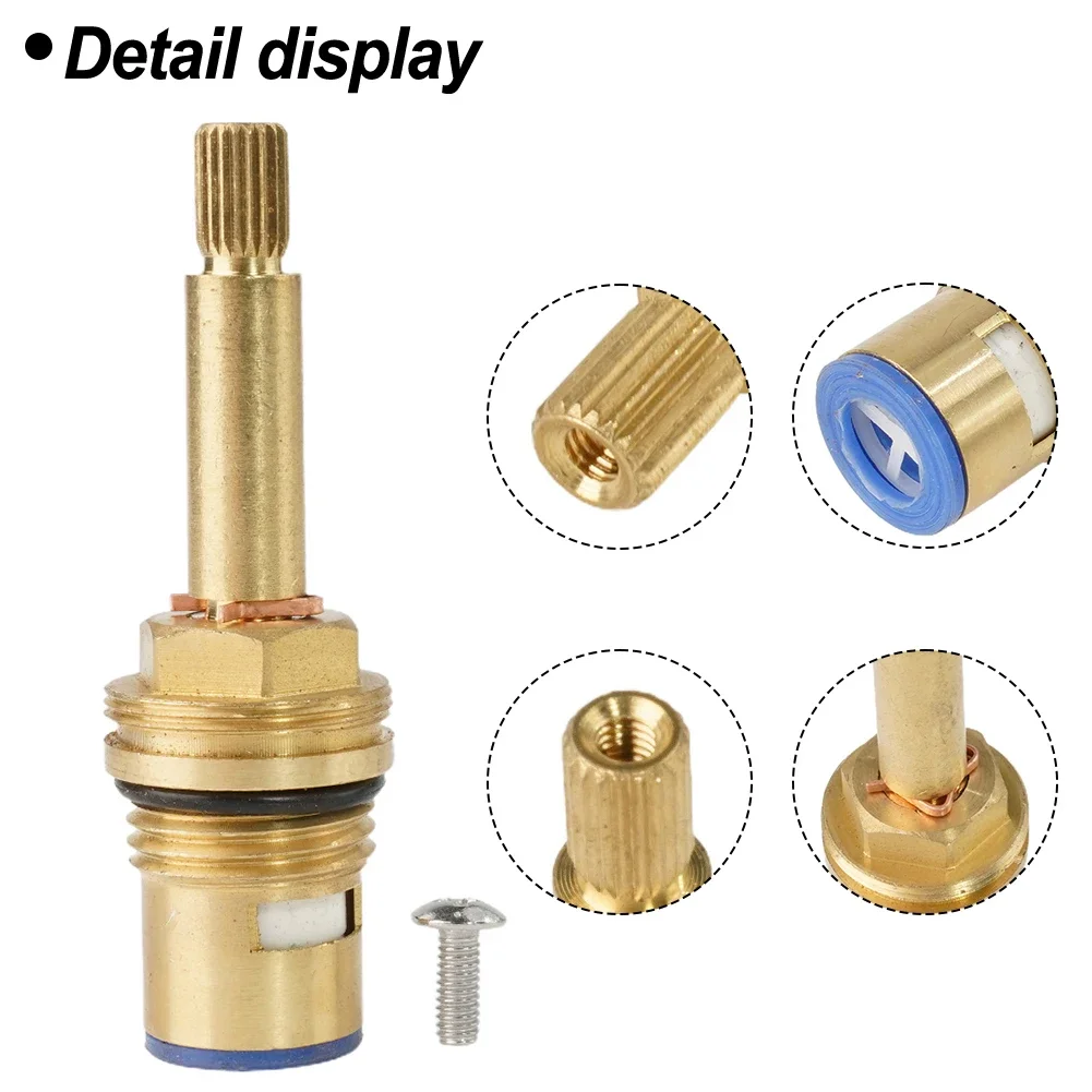 Hot Water Tap Valve Bathroom Home 1/2inch Cartridge Quarter Copper Body Insert Connector Long Stem Replacement