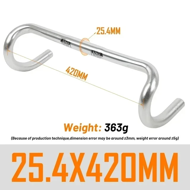 UNO UltraLight Racing Road Bike Handlebar Bent Bar 25.4/31.8MM 360/380/400/420/440/460MM 6061 Aluminum Alloy Stem Handlebar image 3