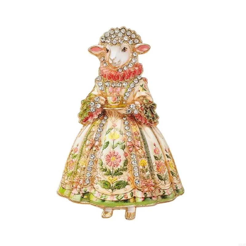  Vintage Sheep Brooch Pin with Ornate Floral Detail for Coats and Scarves