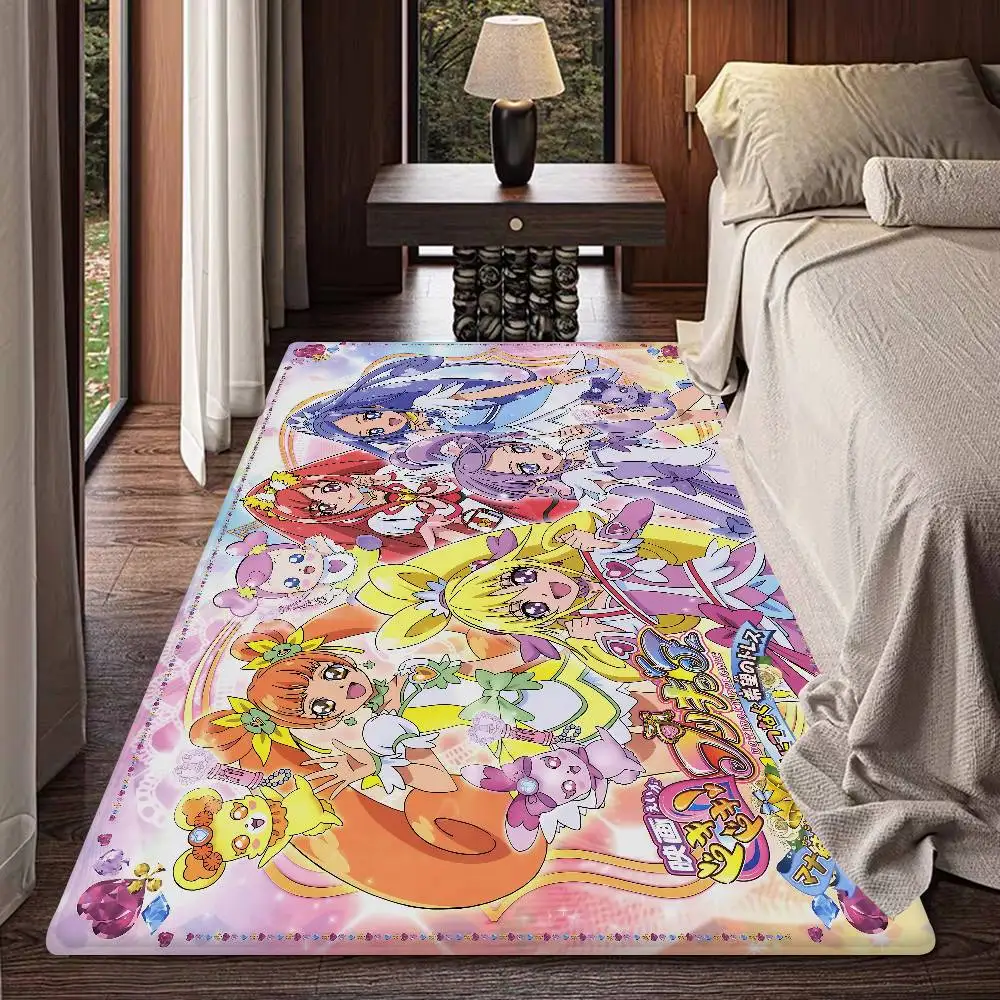 Tapetes de Anime Smile Precure Retro com Múltiplas Opções para Sala de Estar e Cozinha, Tapete Antiderrapante de Boas-Vindas