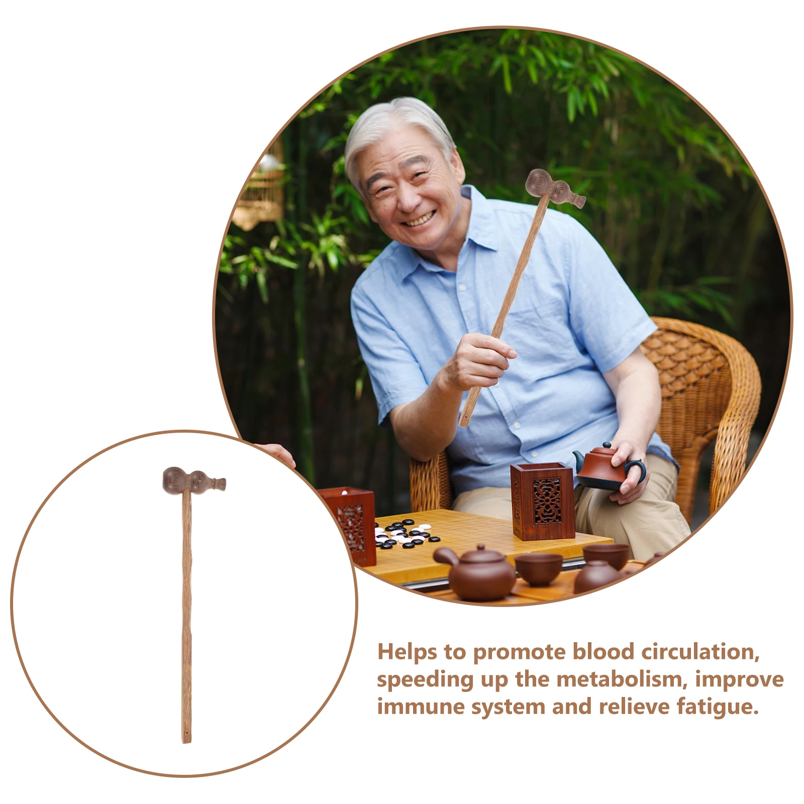 

Body Acupoint Massaging Stick Chicken Wing Wood Long Handle Comfortable Back Massager Relaxing Hammer Supply Massage Hammer