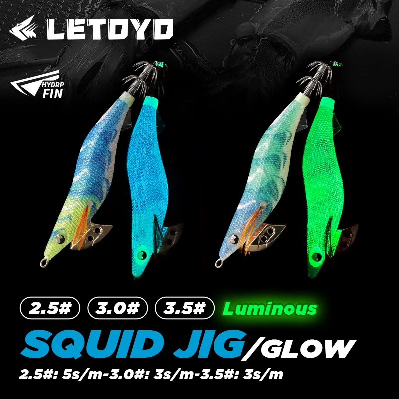 LETOYO luminous eyes squid bait 2.5-3.5# eging squid lure Artificial bait for Octopus EGI Cuttlefish sea fishing lures