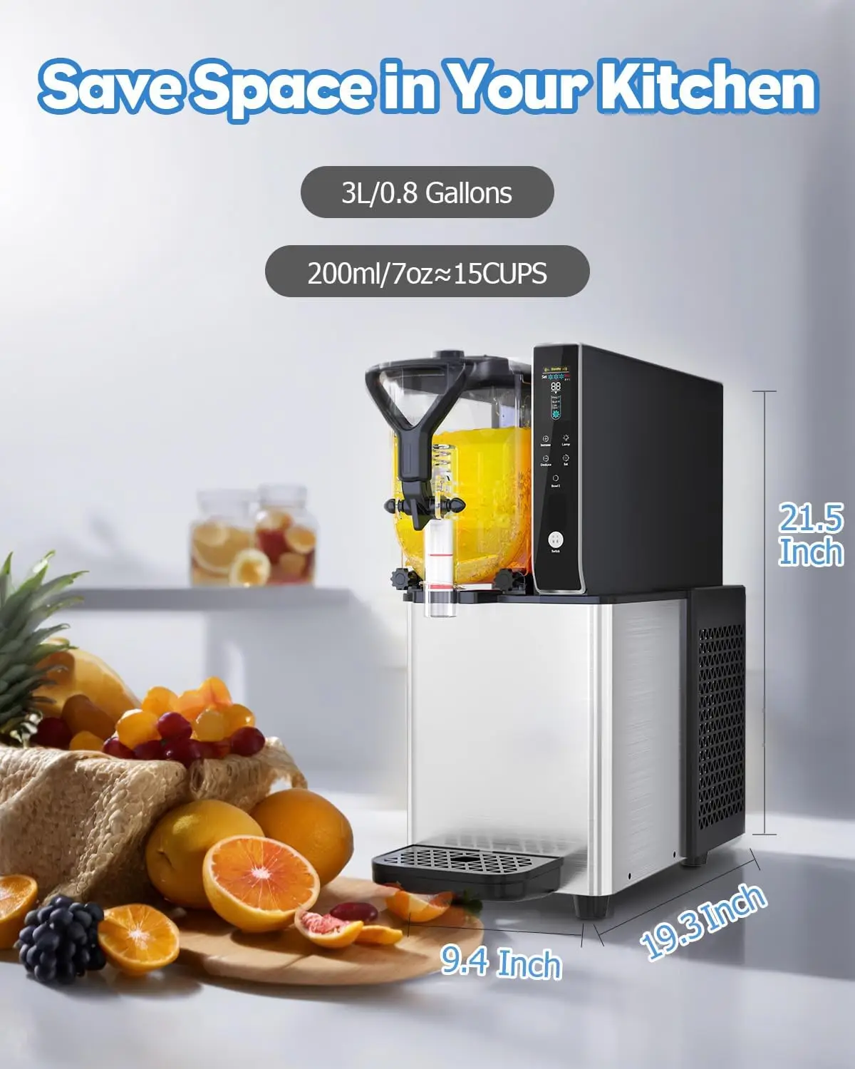 Serbatoio per PC per uso alimentare da 3 l/0,8 galloni, macchina per granite per granita Daiquiri Lemon Lime Slush, macchina per Margarita 230 W 110 V per Birthda