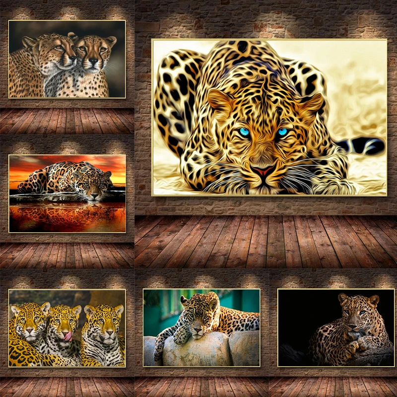 Animal Art Panther Jaguar Leopard Wall Pictures Canvas Painting  Wall Art Posters and Prints for Living Room Home Decor Cuadros