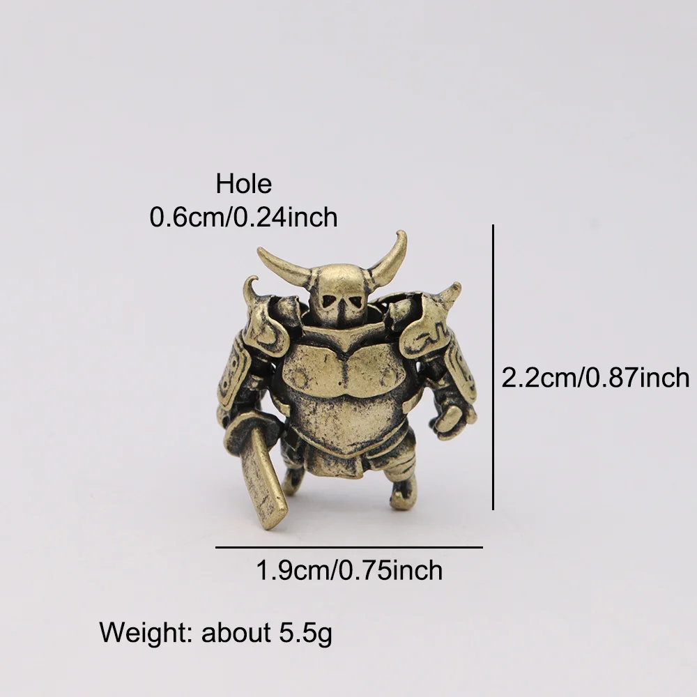 Ox Horn Warrior Brass Knife Beads Halloween EDC DIY Paracord Woven Lanyard Pendants Bracelets Charms Jewelry Hangings Accessorie
