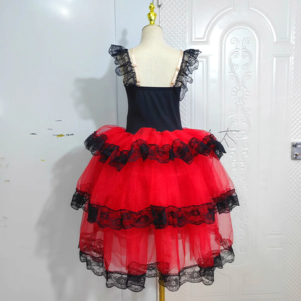 Professional Ballet Romantic Tutu Long Skirt Black Red Spain Dress Adult Children's Ballet Performance Dress