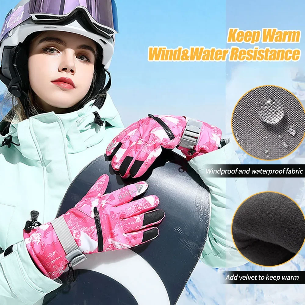 Touch Screen Ski Gloves Men Women Warm Windproof Riding Hiking Skiing Skateboard Snowboard Gloves Snowmobile Gloves Hand Warmer