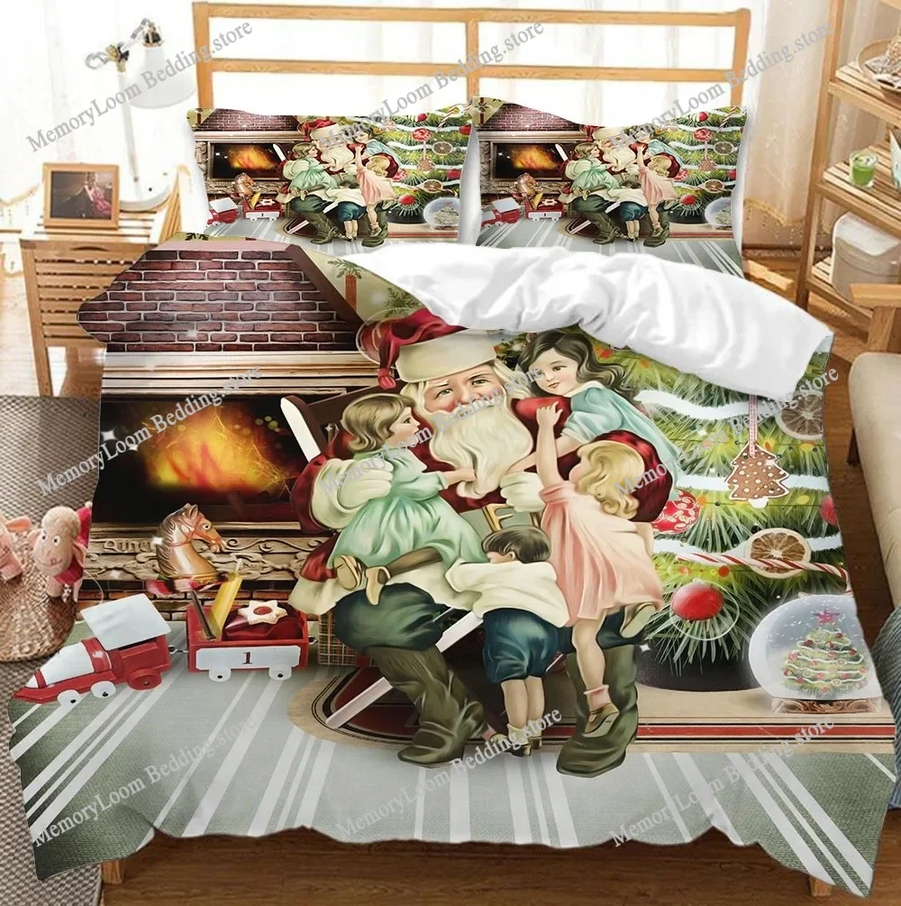 

Christmas Theme Duvet Cover Set - Soft, Breathable, Comfortable Bedding with Vibrant Tree, Gingerbread Man, and Snowflak
