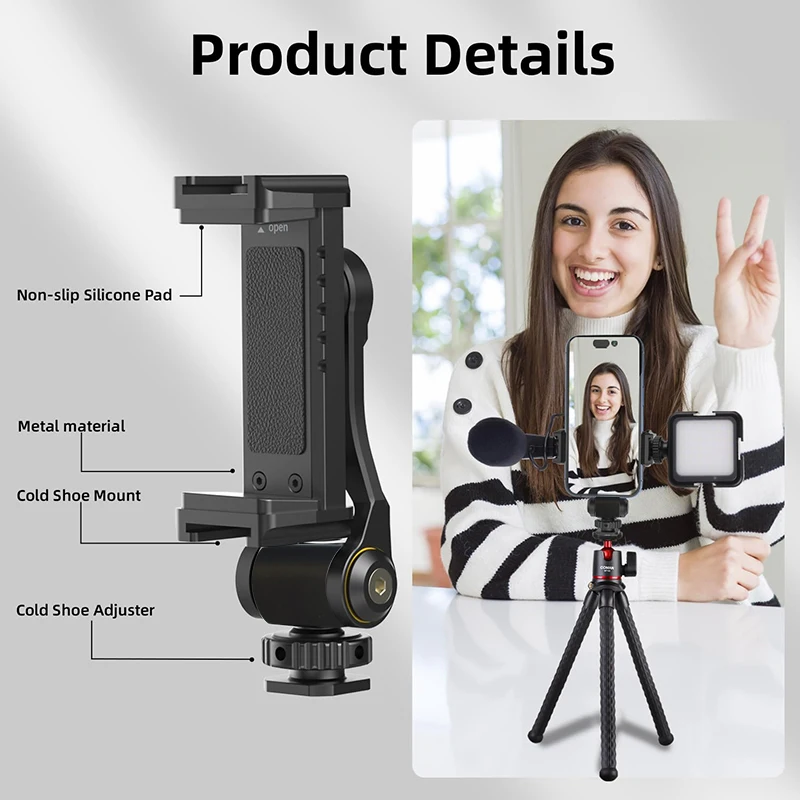 

Phone Storage Holder 360 Aluminium Alloy Degree Camera Mobile Phone Mounting Bracket Portable Multifunction Home Daily Use
