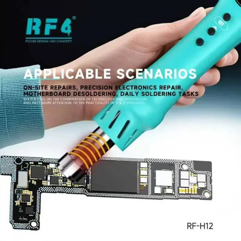 

RF4 RF-H12 Micro Hot Air Gun with Stand Rework LCD Digital Hair Dryer Adjustable Temperature Heat Gun for Phone Repair Tools