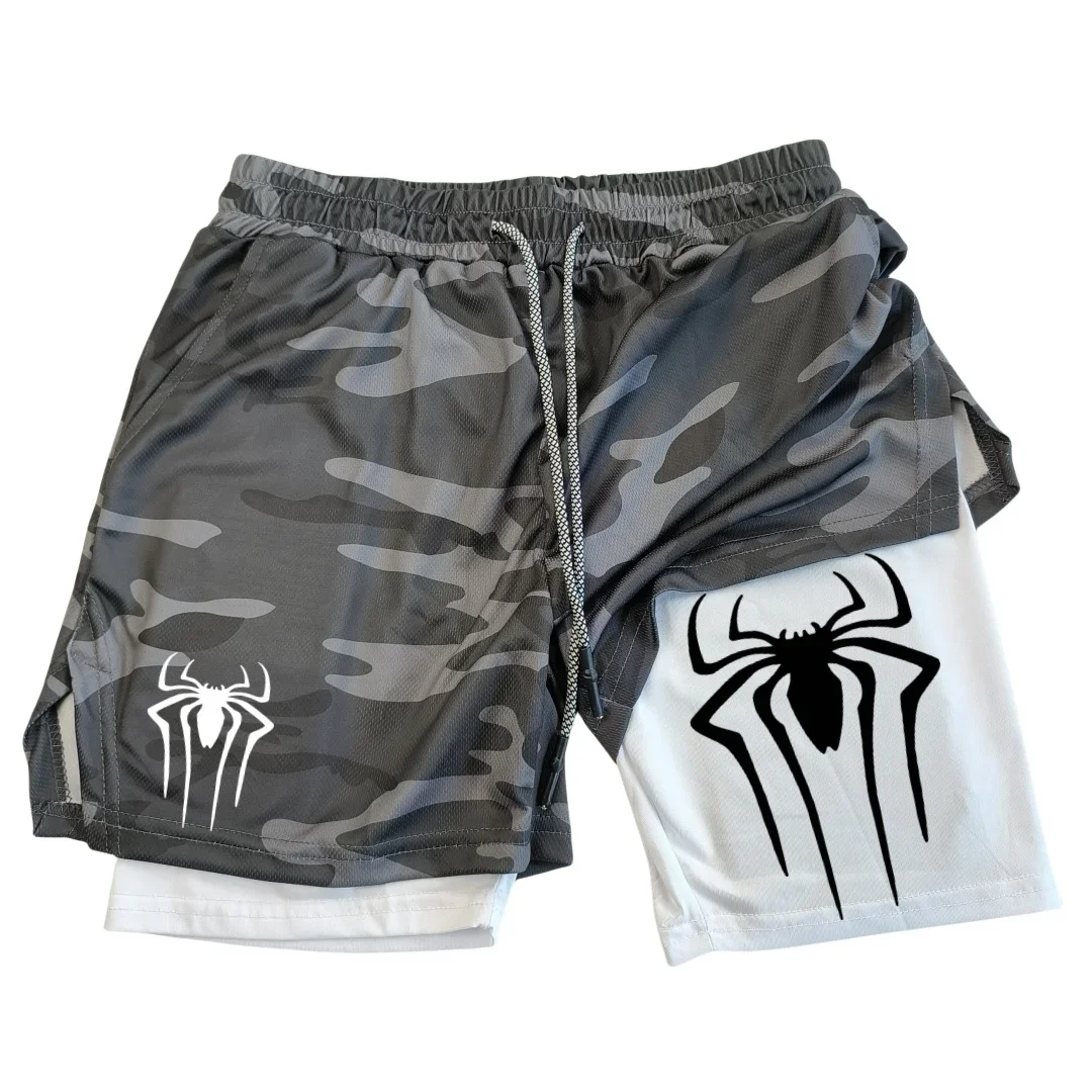 Calções de compressão com estampa aranha masculina, treino atlético, secagem rápida, respirável com bolsos, Y2K, 5 \