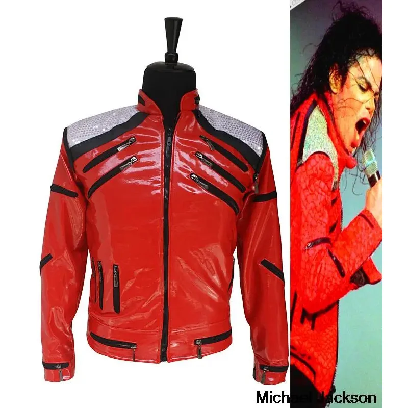 

HOT Punk Red Zipper Michael Jackson MJ Beat It Casual Tailor Made America Fashion Style Jacket Outwear Imitation 3 colors