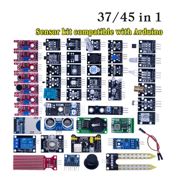 45 ב 1 חיישנים מודולים ערכת התחלה טובה יותר 37in1 ערכת חיישן 37 ב 1 ערכת חיישן ערכת uno r3 מגה-2560 עבור arduino