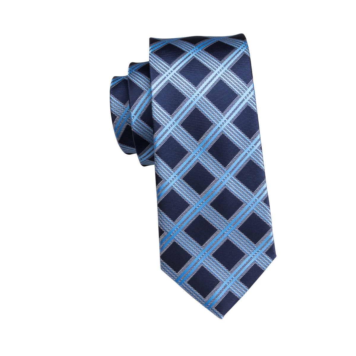 Corbatas de seda para hombre, elegantes a cuadros azules mancuernas, para boda, fiesta, negocios, marca de moda, Hi-Tie, 2023