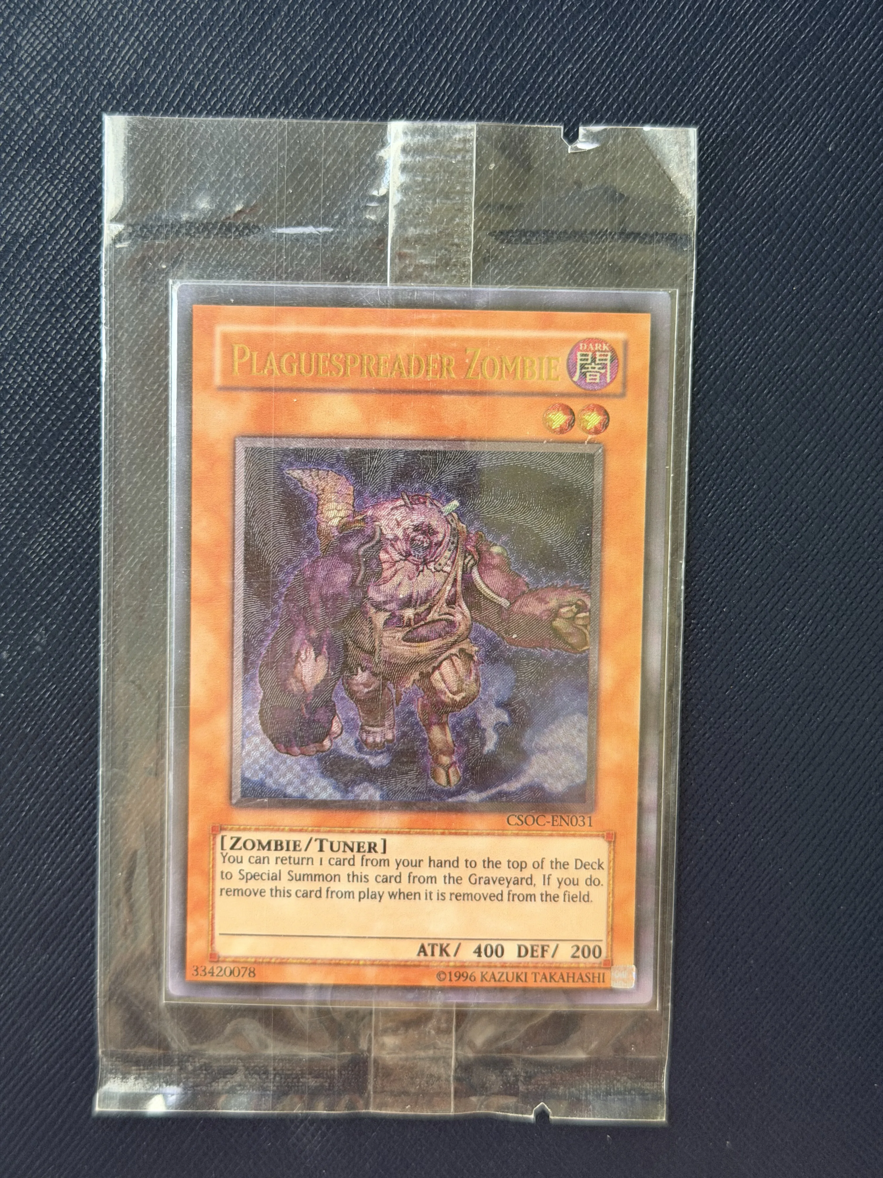 

Yu-Gi-Oh! DIY Custom Card Plaguespreader Zombie CSOC-EN031 Holographic Collectible Gift for Anime Fans Kids TCG Players
