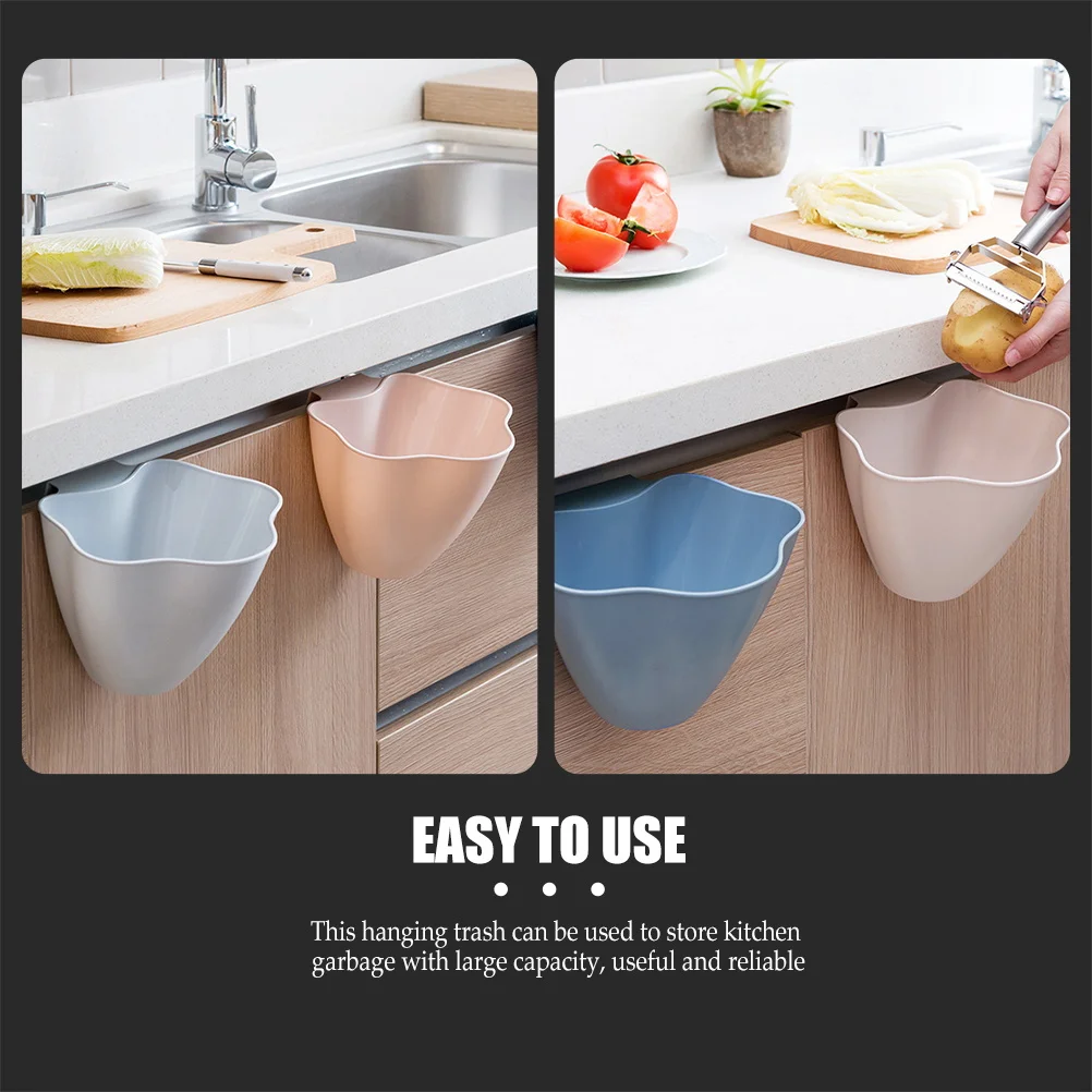 

3Pcs Hanging Trash Buckets Kitchen Mini Garbage Bin Foldable Large Capacity Space Saving Kitchen Waste Container Plastic