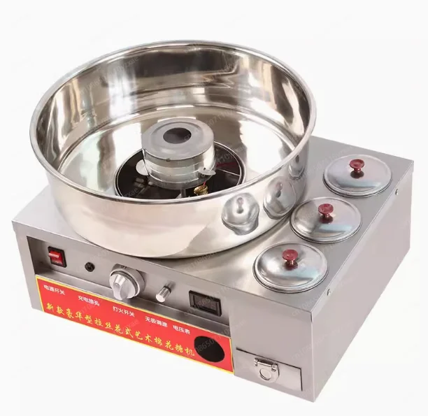

Table Top Commercial Cotton Candy Floss Machine, Gas Heating Electric Control Stainless Steel Bowl for Outdoor Vendor Stall Use