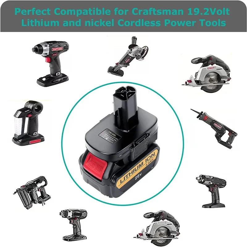 DM18GL battery Adapter For Dewalt/Milwaukee 20V battery Lithium Converter to For Craftsman 19.2V Battery