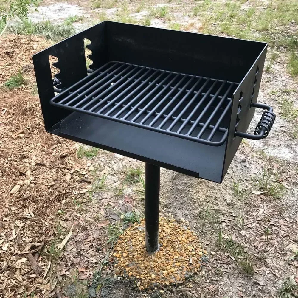 

Park-Style Grill, In Jumbo Charcoal Grill, Single Post Outdoor Cooking Backyard BBQ, Camp Grilling Barbecues, Charcoal Grills