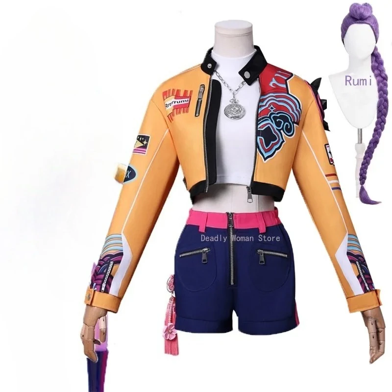 IN STOCK  Rumi Cosplay Costume Wig Earring Hairwear Full Sets Halloween Party Outfits for Women Plus Size