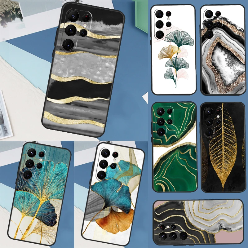 Luxury Gold Foil Art Case For Samsung Galaxy S22 S23 Ultra S8 S9 S10 Plus Note 10 20 Ultra S21 FE S20 FE Coque