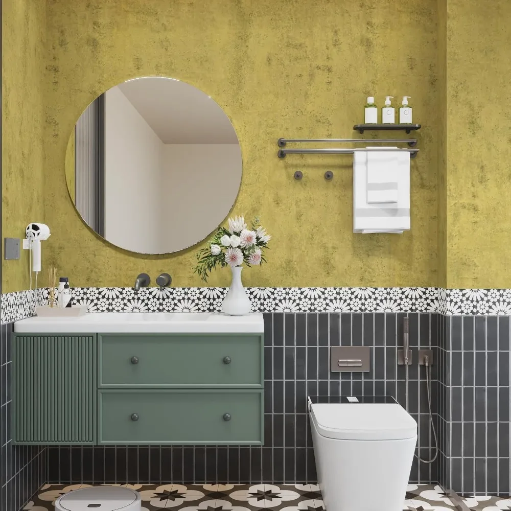 ورق جدران قابل للتقشير واللصق من رقائق الذهب العتيقة - فينيل غير لامع مقاوم للماء ثلاثي الأبعاد لمظهر الخرسانة العتيقة