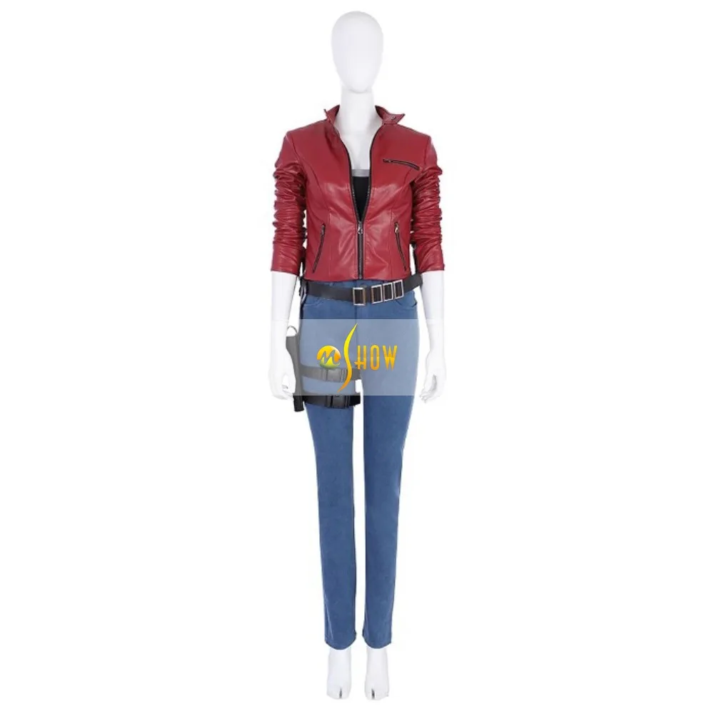 Game Claire Redfield Costume Red Jacket Coat Claire Cosplay Vest Pants Belt Bag Halloween Outfits