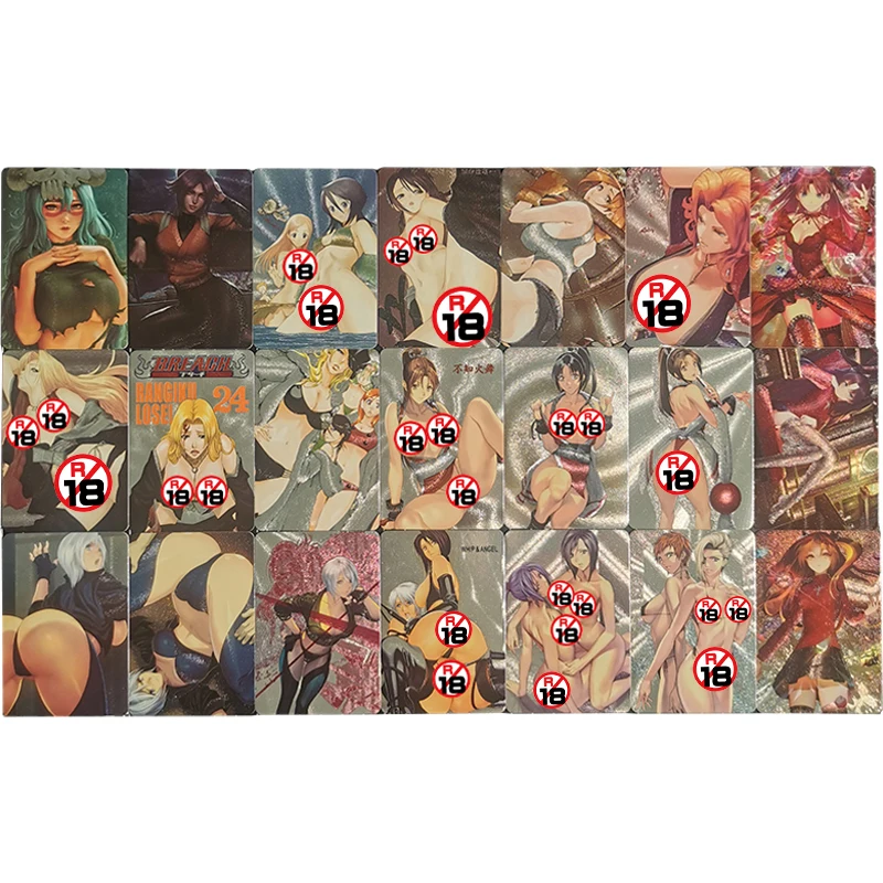 In Stock 22Pcs/set Sexy Anime Girl Cards Matsumoto Rangiku Mai Shiranui Tohsaka Rin Leona Whip Game Collection Cards Xmas Gifts