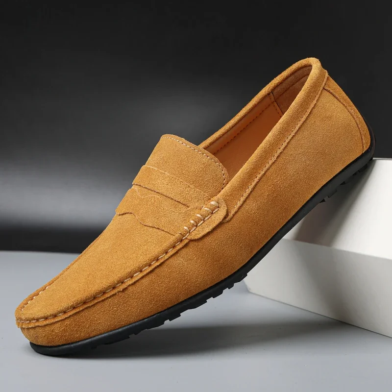 High Quality Leather Men Loafers  Slip on Mens Casual Shoes Fashion Flats Male Driving Shoes Moccasins Ten Colors Size 38-47