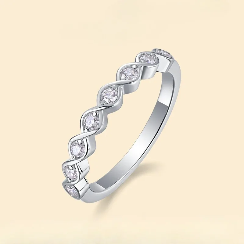 

925 Silver D Color Moissanite Half Eternity Band Wedding Ring for Women Fine Jewelry Engagement Rings Pass Diamond Tester