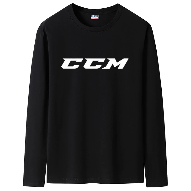 2022 CCM Men\'s autumn long sleeved T-shirt round collar slim cotton shirt solid color T-shirt Free shipping