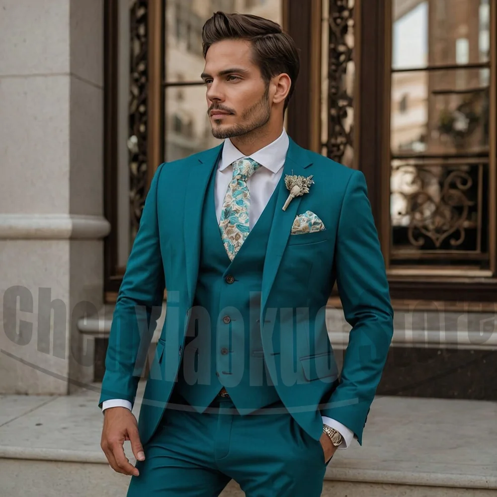 

Men Suits Tailor-made Notch Lapel Single Breasted Blazer Sets Fashion High-end Party Wedding Banquet Groom Tuxedos 3 Piece