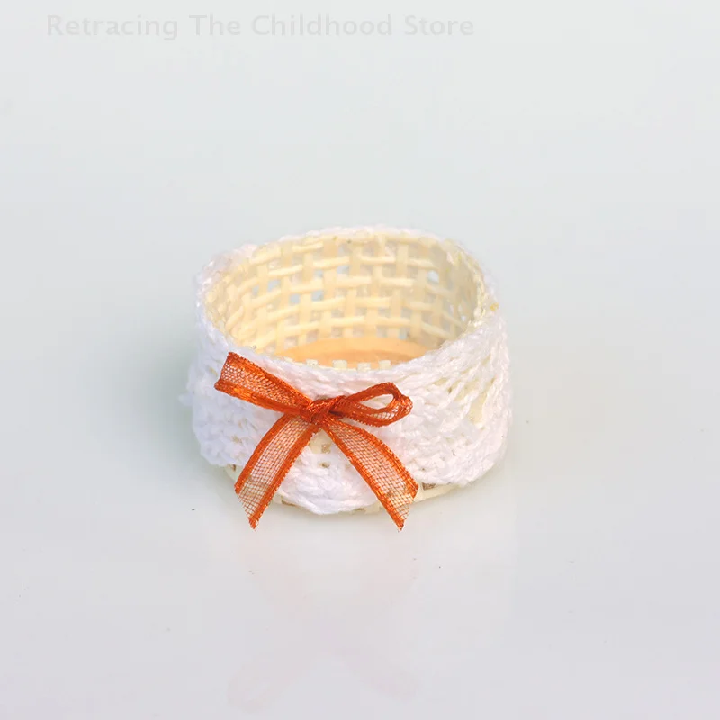 1/12 Dollhouse Lace Storage Box Miniature Fabric Storage Basket Furniture Home Model Decor Toy Doll House Accessories