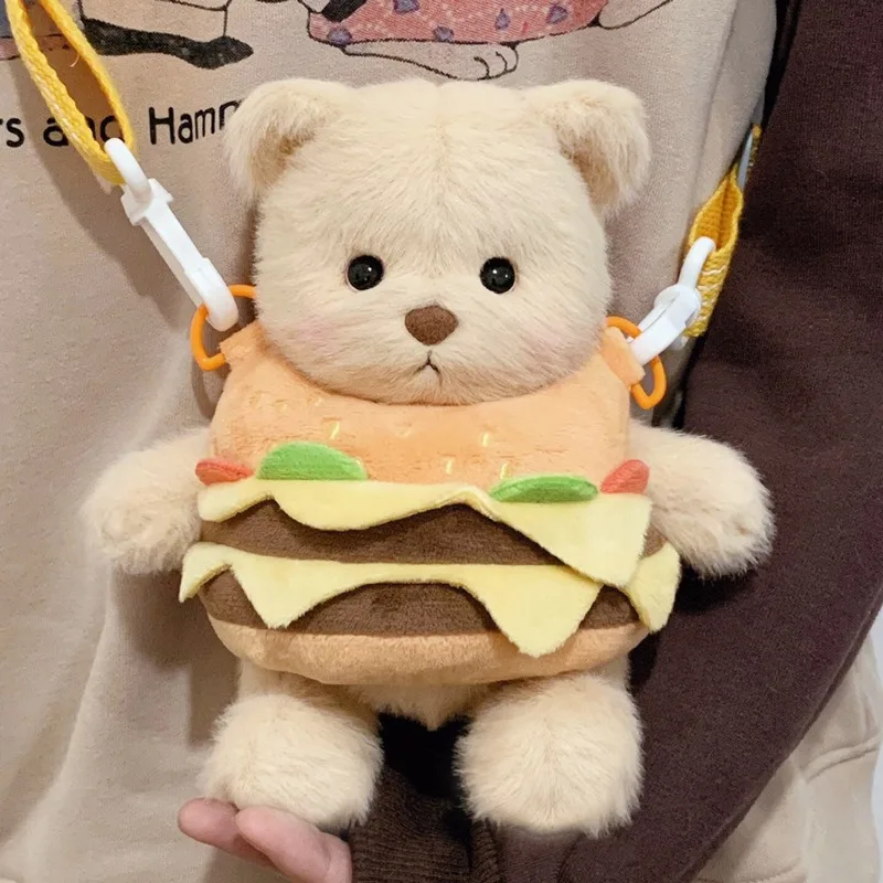 

Cute and stylish hamburger bear plush toy - can be carried on the body, perfect gift for children and girlfriends